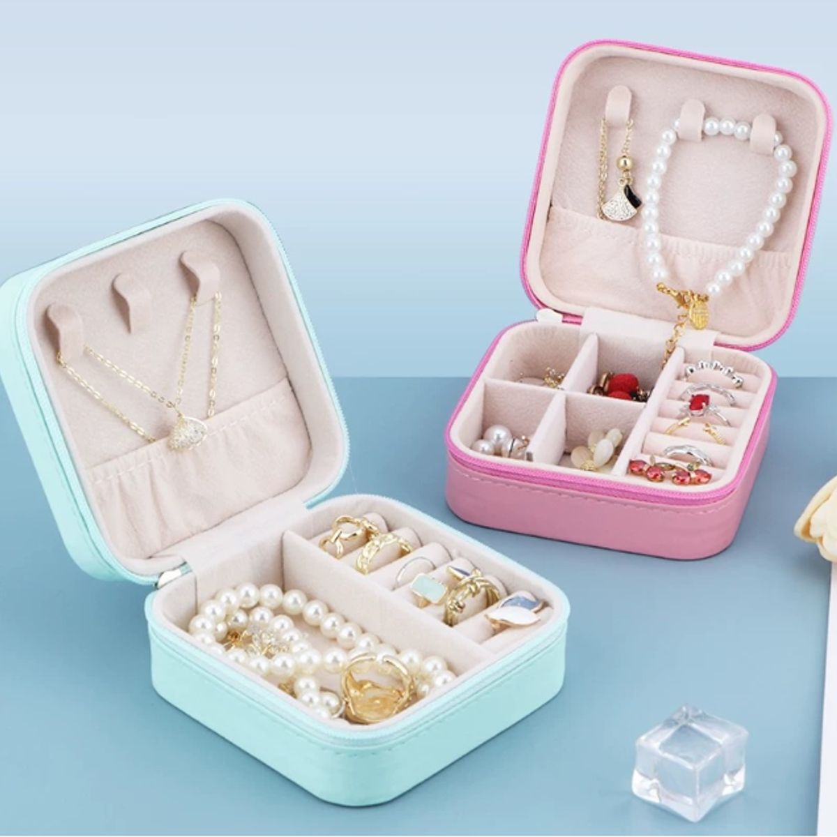 GENERICO - Joyero Para Collar Anillos Caja De Almacenamiento De Joyas Rosa.