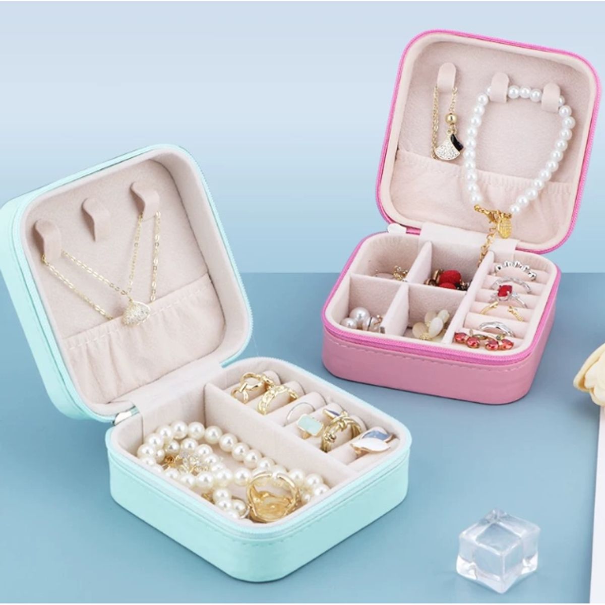 GENERICO - Joyero Para Collar Anillos Caja De Almacenamiento De Joyas Rosa.