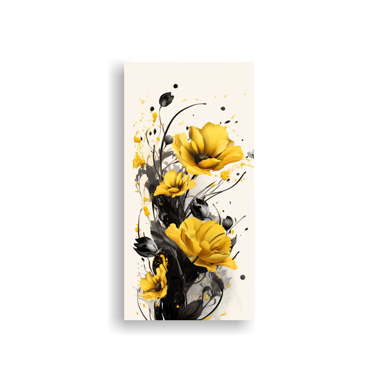GENERICO - Cuadro Acuarela Baño Yellow AND Black Colors 70x140 Cm