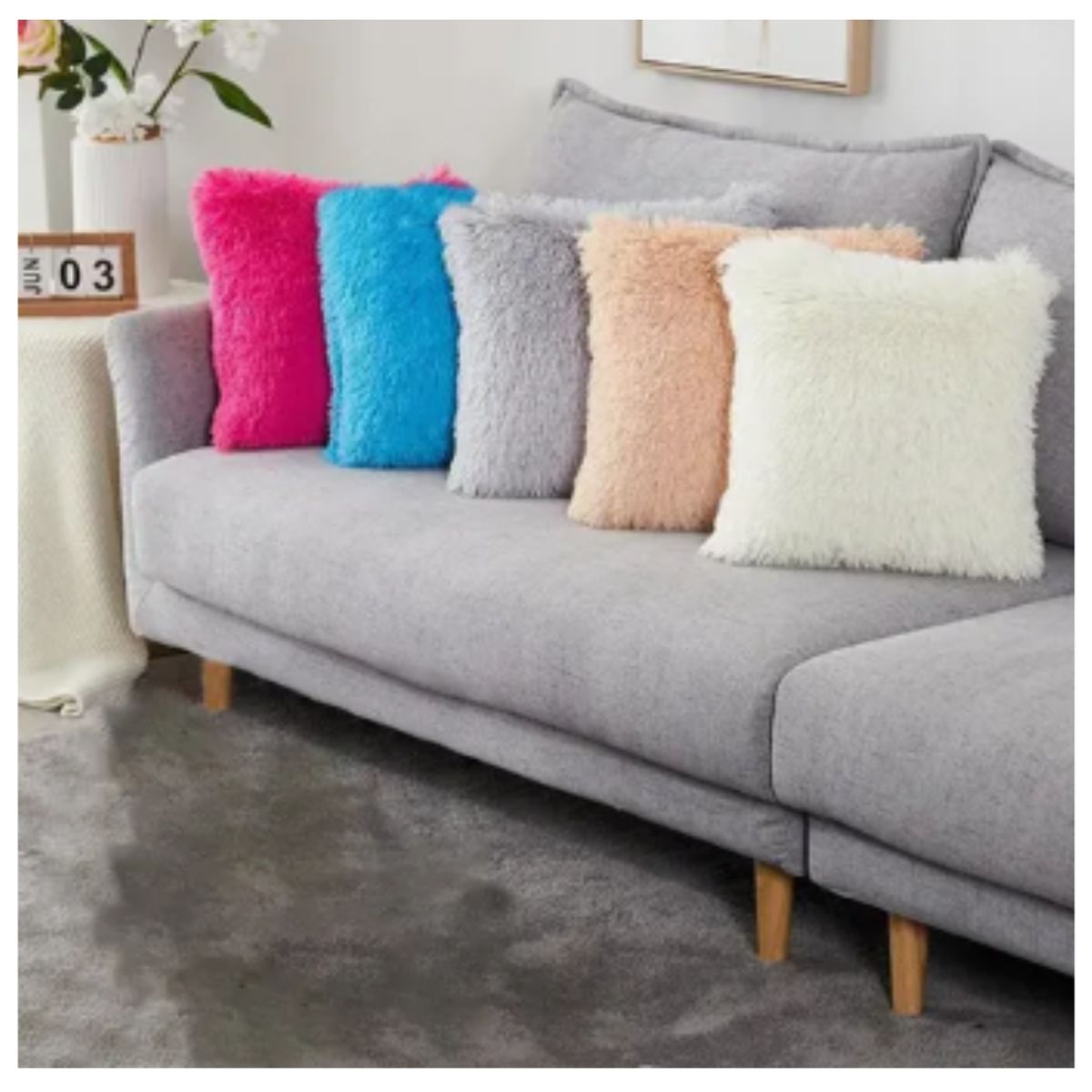 GENERICO - Pack De 2 Fundas Para Cojines Diseños Peludo 45x45cm