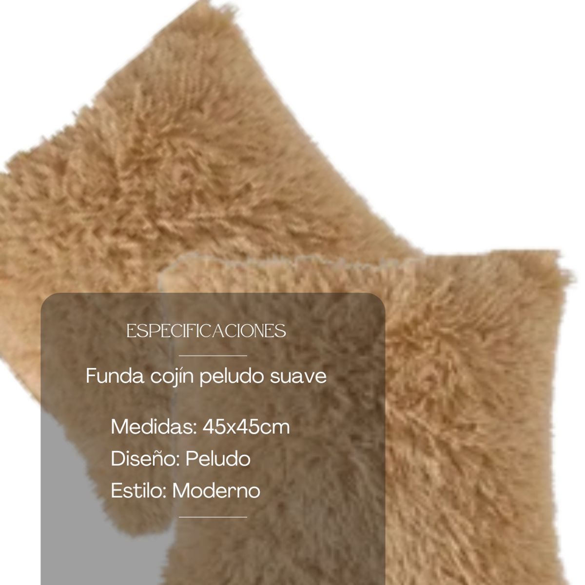GENERICO - Pack De 2 Fundas Para Cojines Diseños Peludo 45x45cm