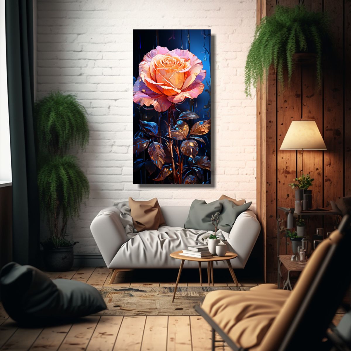 GENERICO - Cuadro Acuarela Belleza Natural En Bastidor Rosa 70x140 Cm