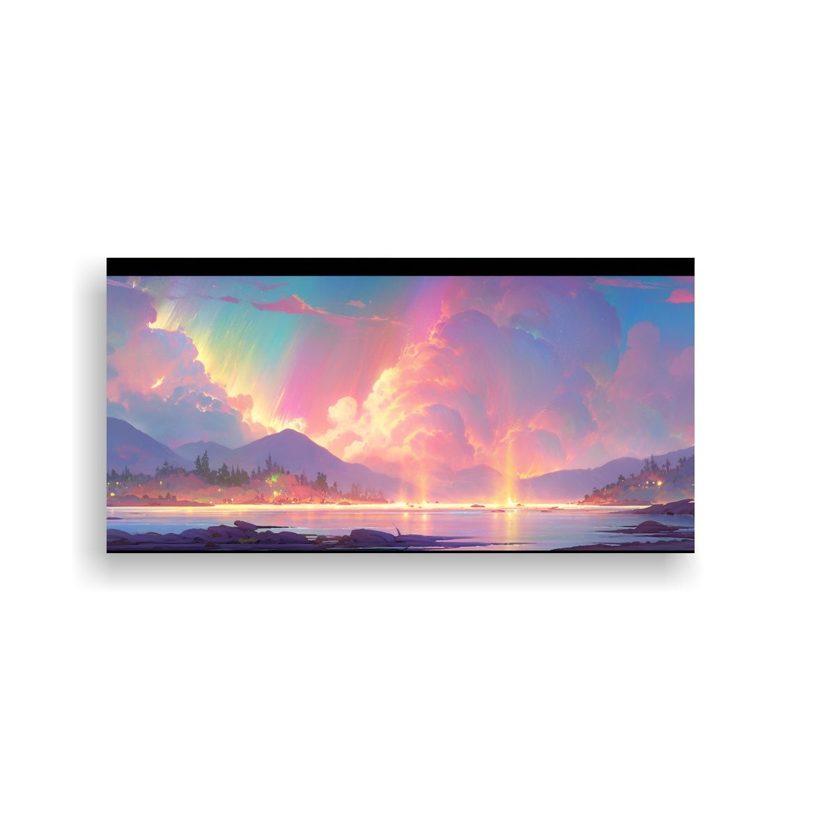 GENERICO - Pintura Pared Acuarela Armonía Aurora Boreal Y 120x60 Cm