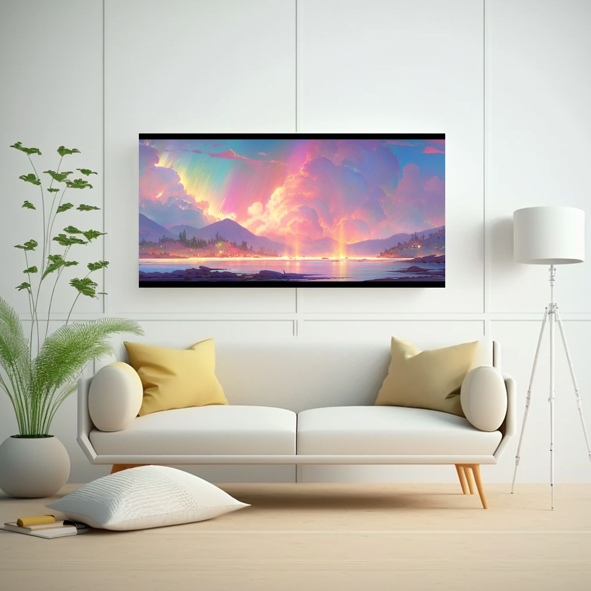 GENERICO - Pintura Pared Acuarela Armonía Aurora Boreal Y 120x60 Cm