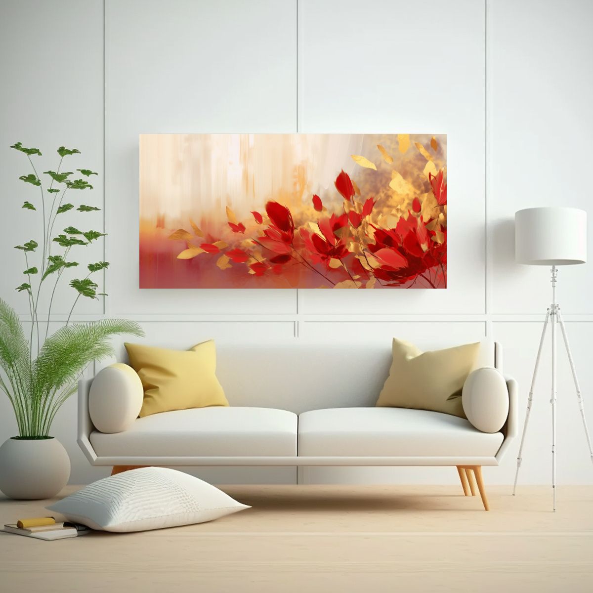 GENERICO - Pinturas Abstractas Modernas En Rojo Y Dorado Con 120x60 Cm