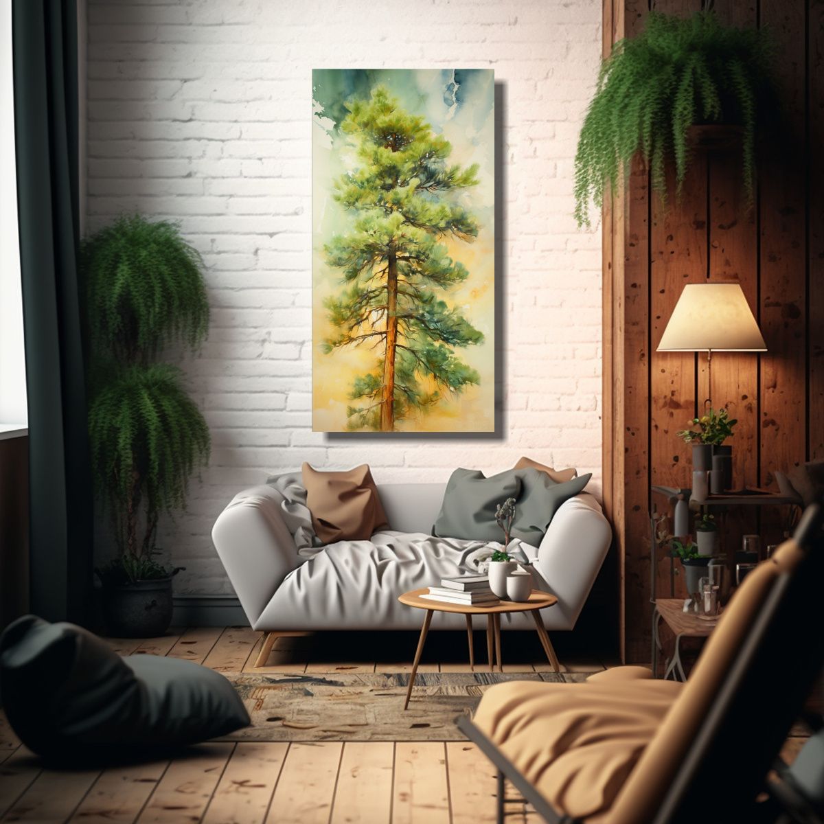 GENERICO - Cuadro Abstracto Surrealista Árbol De Pino 70x140 Cm