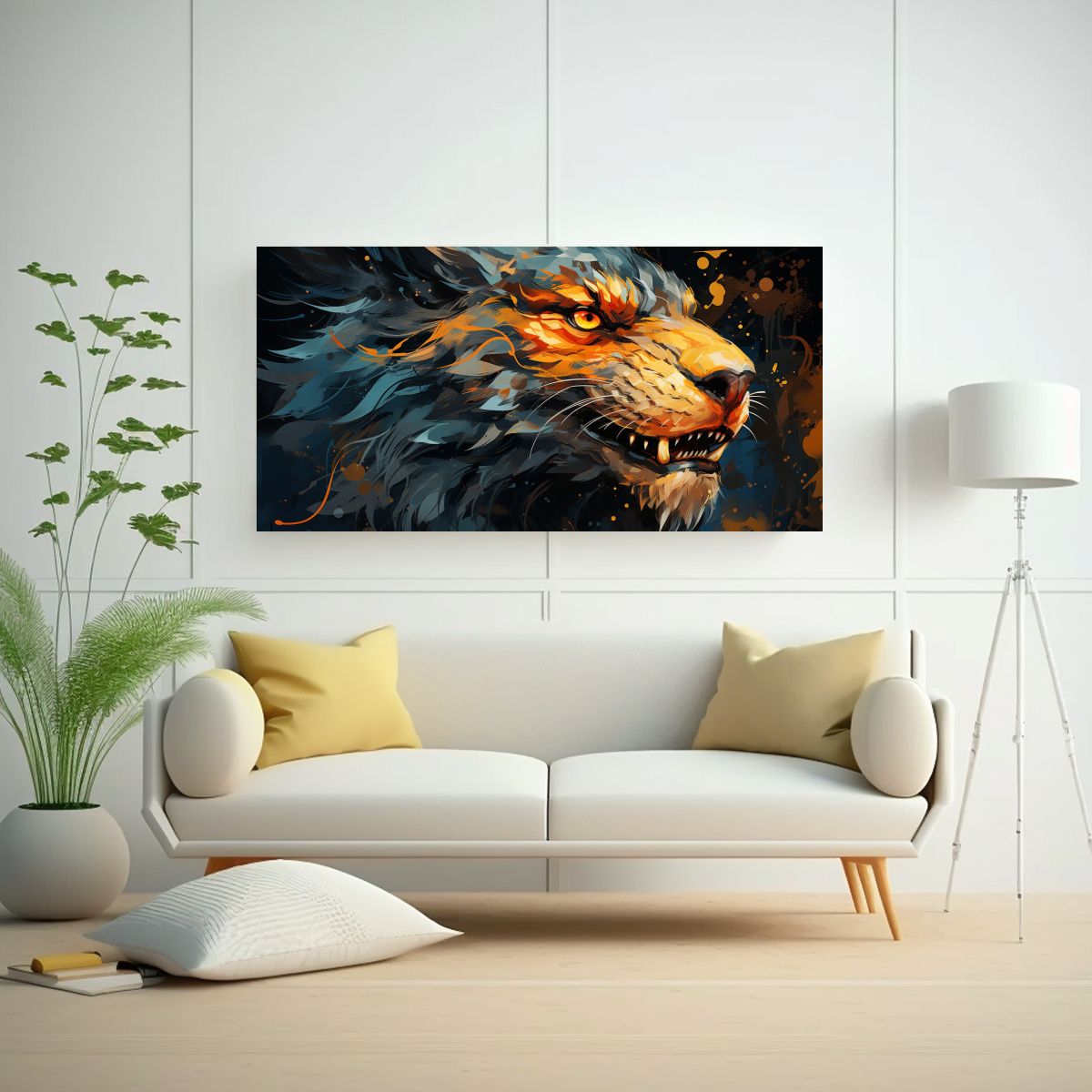 GENERICO - Pintura Decorativa De Dragón En Tonos Amarillo Y 140x70 Cm