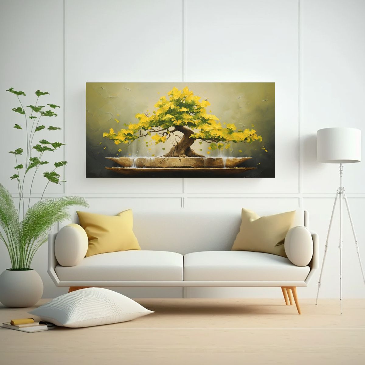 GENERICO - Tela En Bastidor Patron Ginkgo Biloba Bonsai 120x60 Cm