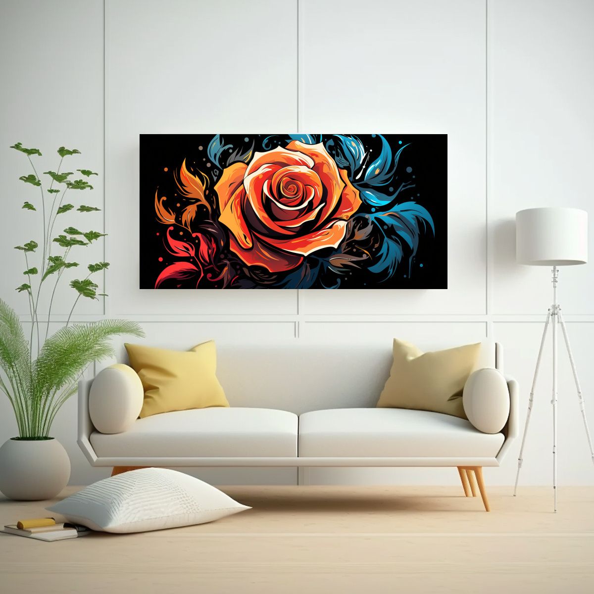 GENERICO - Pintura Decorativa De Rosa Estilo Graffiti Con 140x70 Cm
