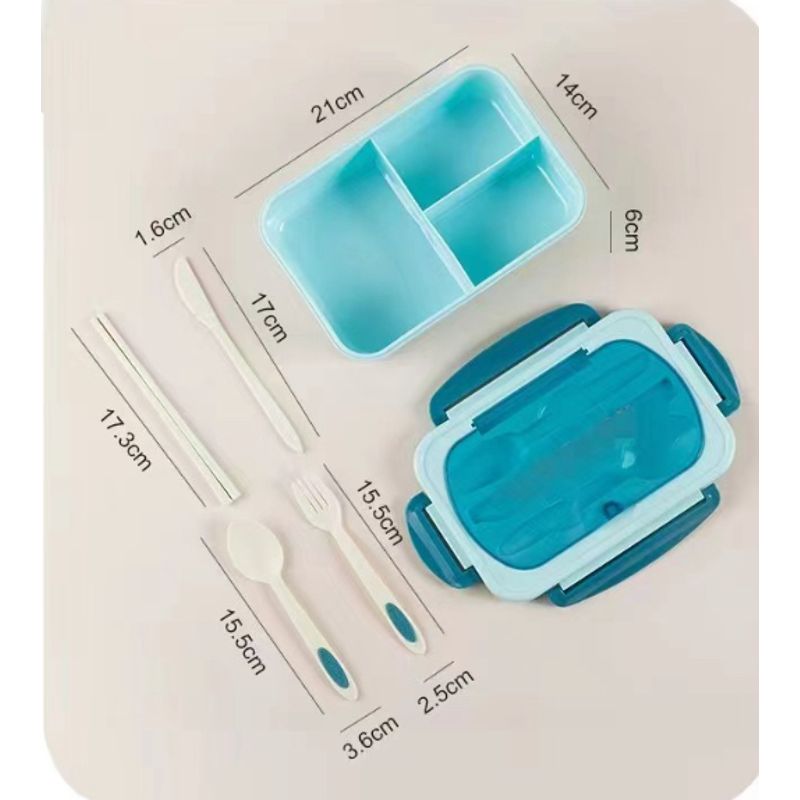 GENERICO - Lonchera Plástica con Compartimentos y Cubiertos Reutilizables