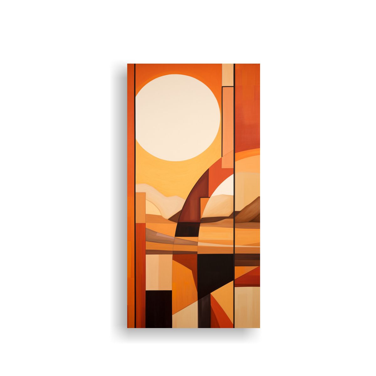GENERICO - Cuadro Vertical Geométrico Abstracción Cálida 70x140 Cm