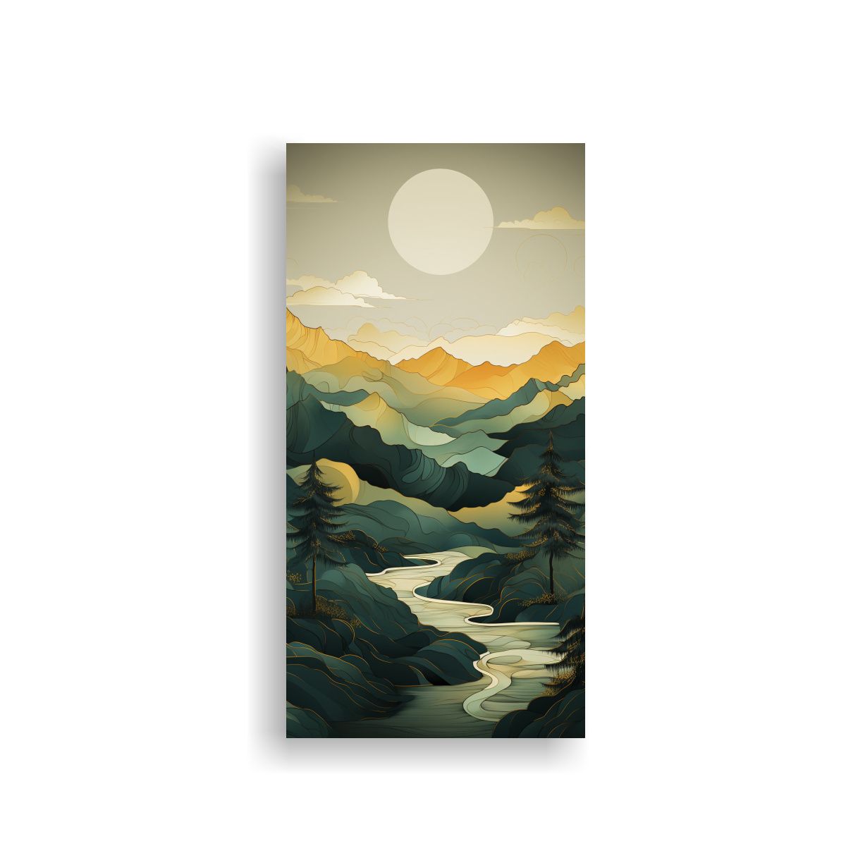 GENERICO - Pintura Minimalista De Montañas En Arte De Pared 70x140 Cm