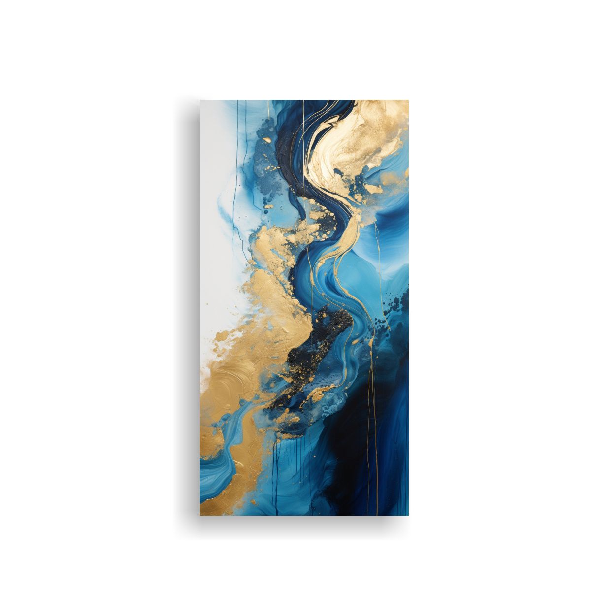 GENERICO - Pintura Abstracta De Río Y Montañas En Cuadro 70x140 Cm.