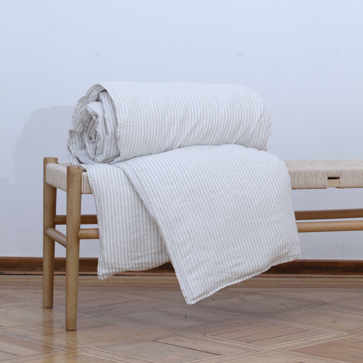 NATURALINO - Piecera Lino Loa XL - 240x100 cms - Lineas Beige - Naturalino