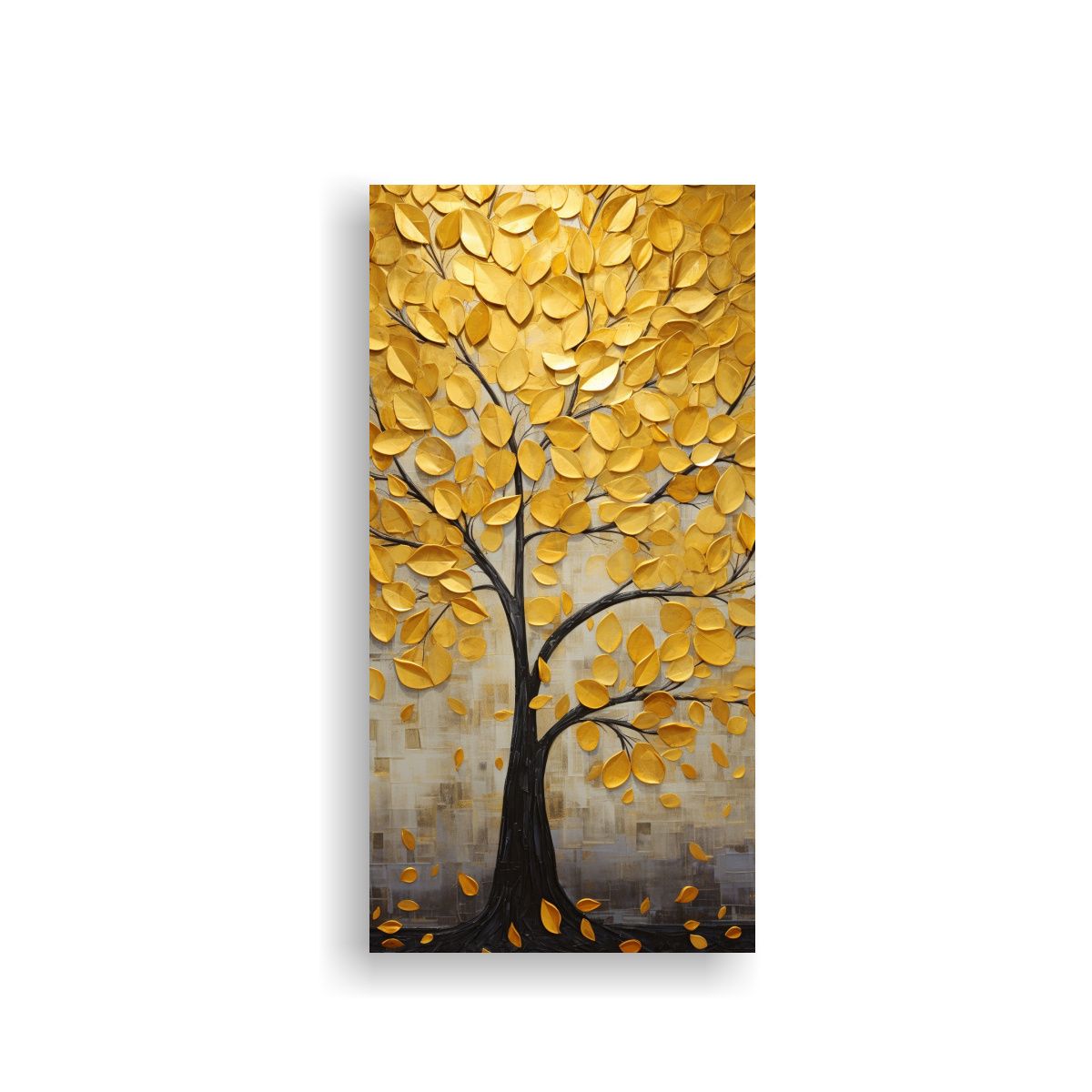 GENERICO - Pintura Decorativa De Árbol En Oro Y Amarillo 70x140 Cm