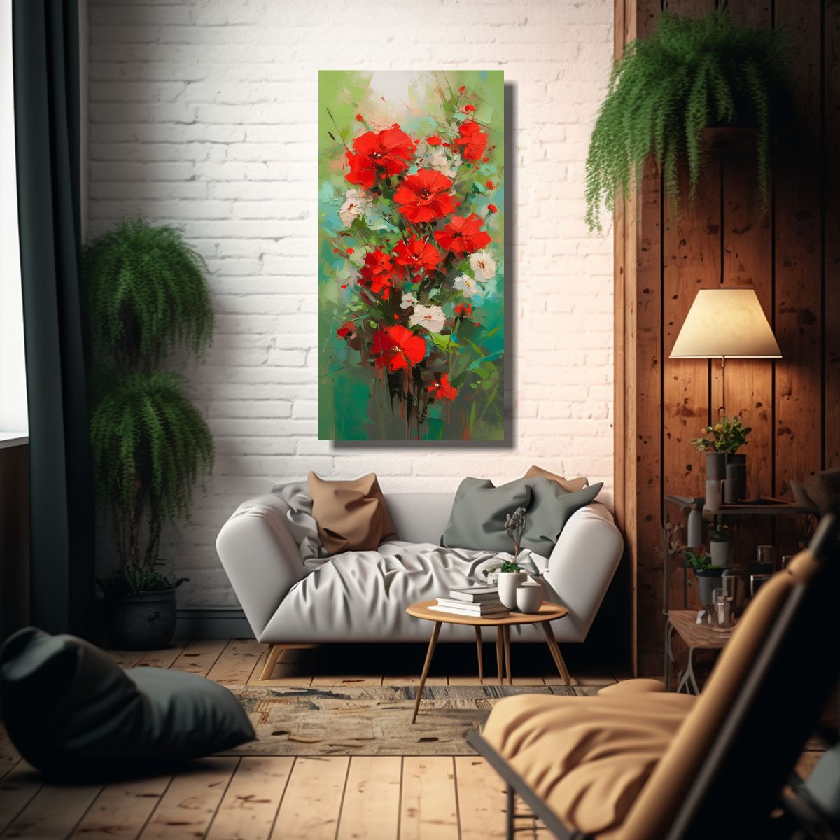 GENERICO - Pintura En Lienzo Estilo Galería De Flores 70x140 Cm