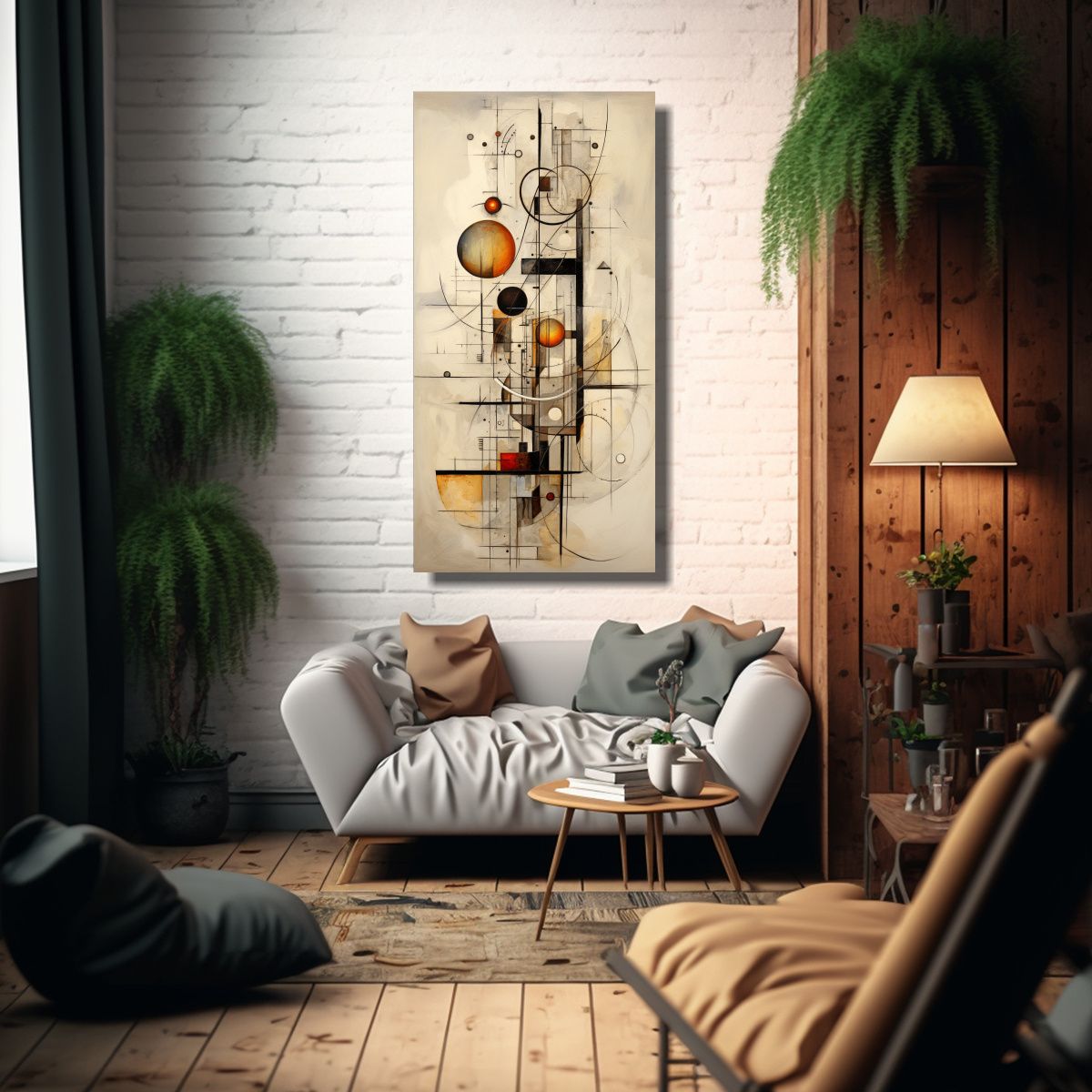 GENERICO - Lienzo Vintage Cuadros Abstractos En Fondo Blanco 70x140 Cm