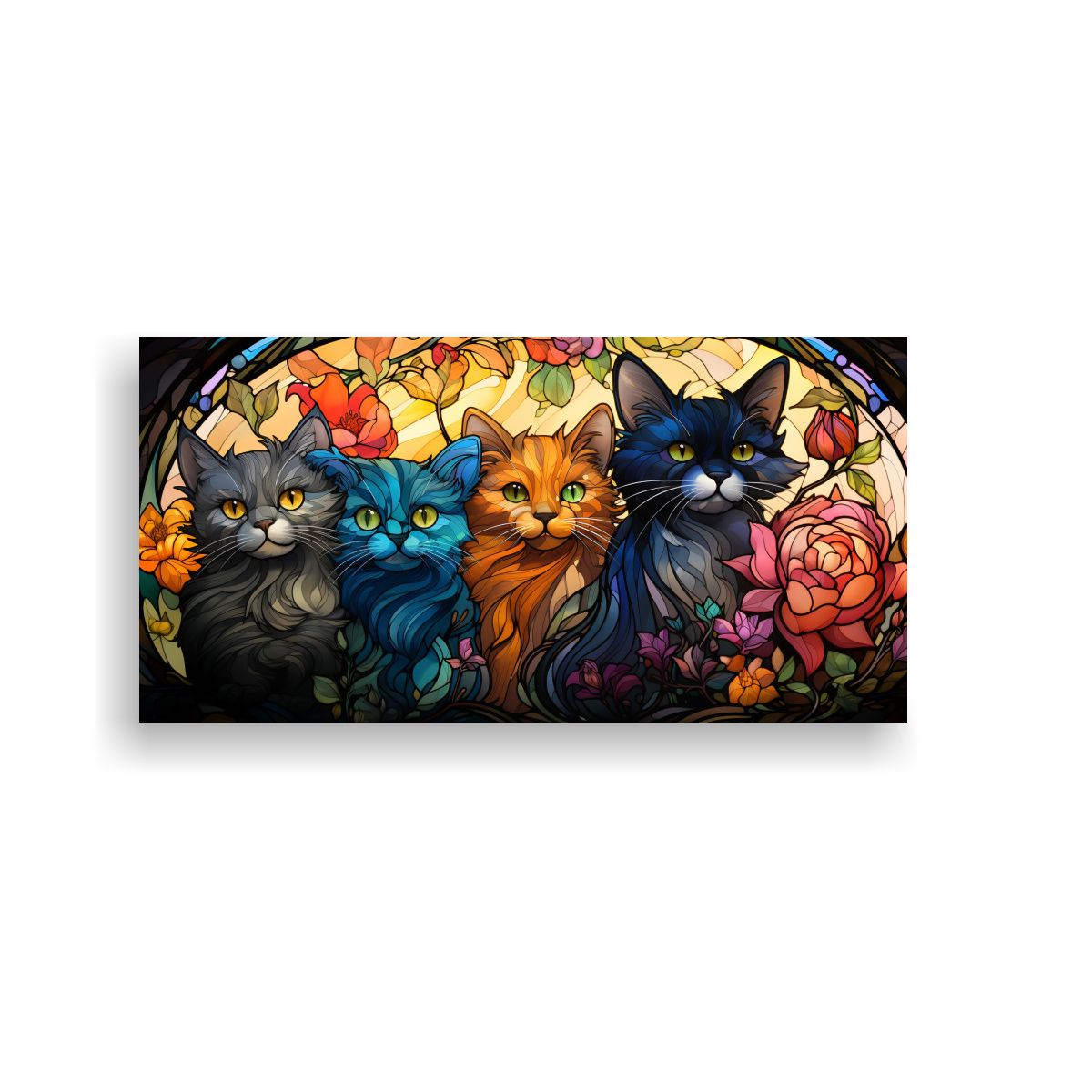 GENERICO - Arte Digital Vidriera Gatos Adorable Pinturas 120x60 Cm.