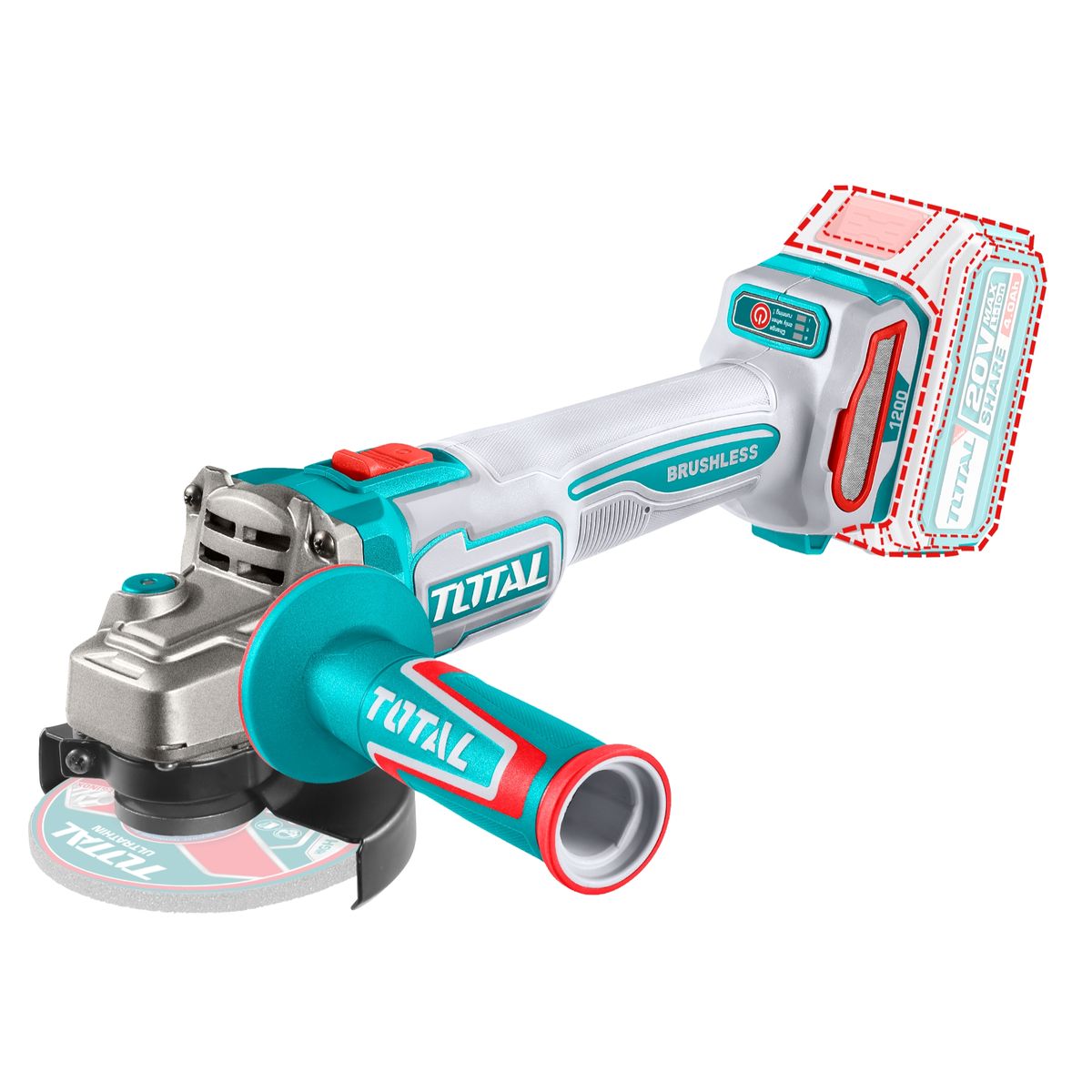 Esmeril Angular Inalambrico 20V 125mm 1200W Total, marca TOTAL TOOLS - Foto Principal