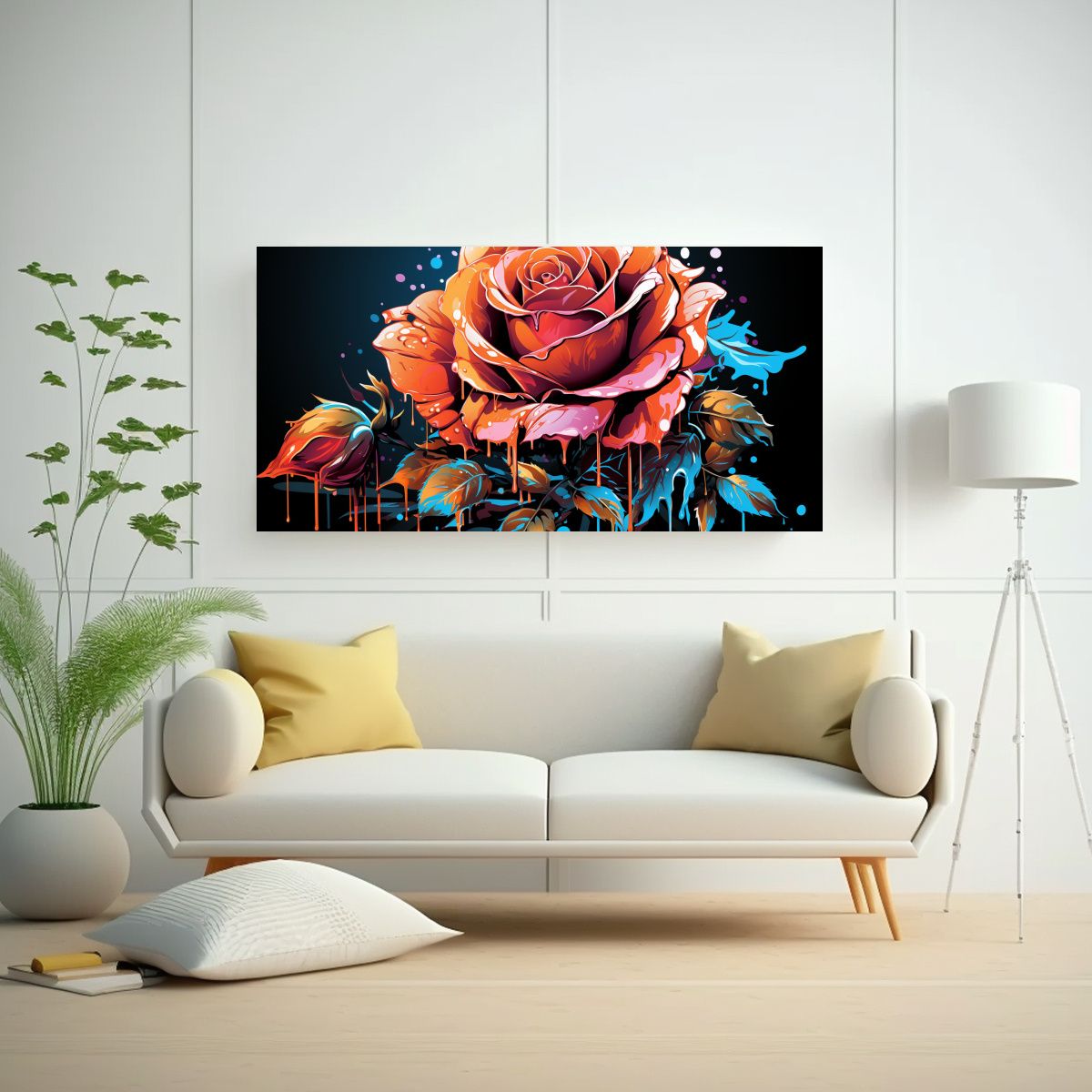 GENERICO - 1 Cuadro Modernos Regalo Diseña Una Rosa Estilo 140x70 Cm