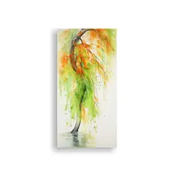 GENERICO - Pintura Abstracta Lienzo Decorativo En Verde Y 70x140 Cm