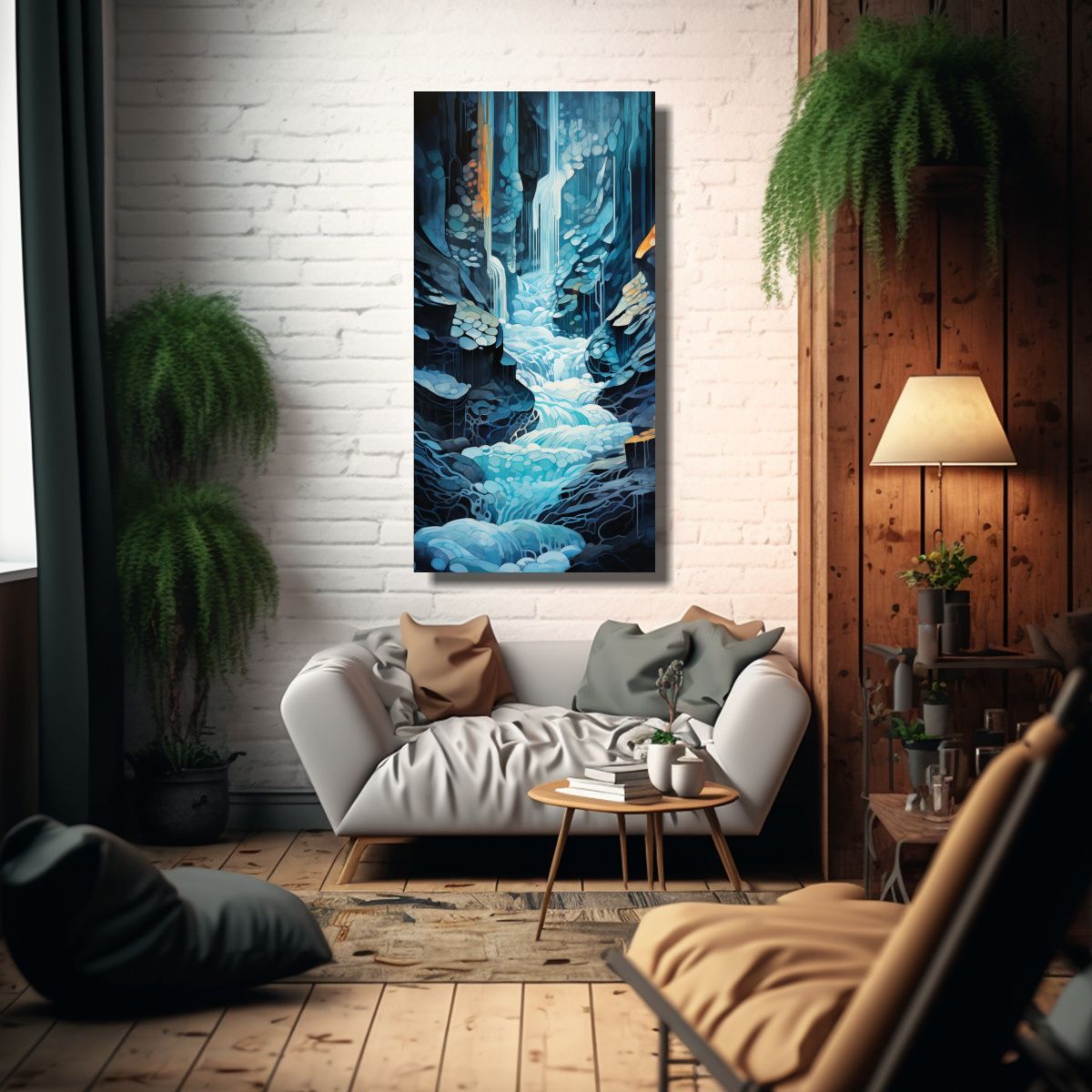 GENERICO - Cuadro Espectacular Reflejo De Una Cascada 70x140 Cm