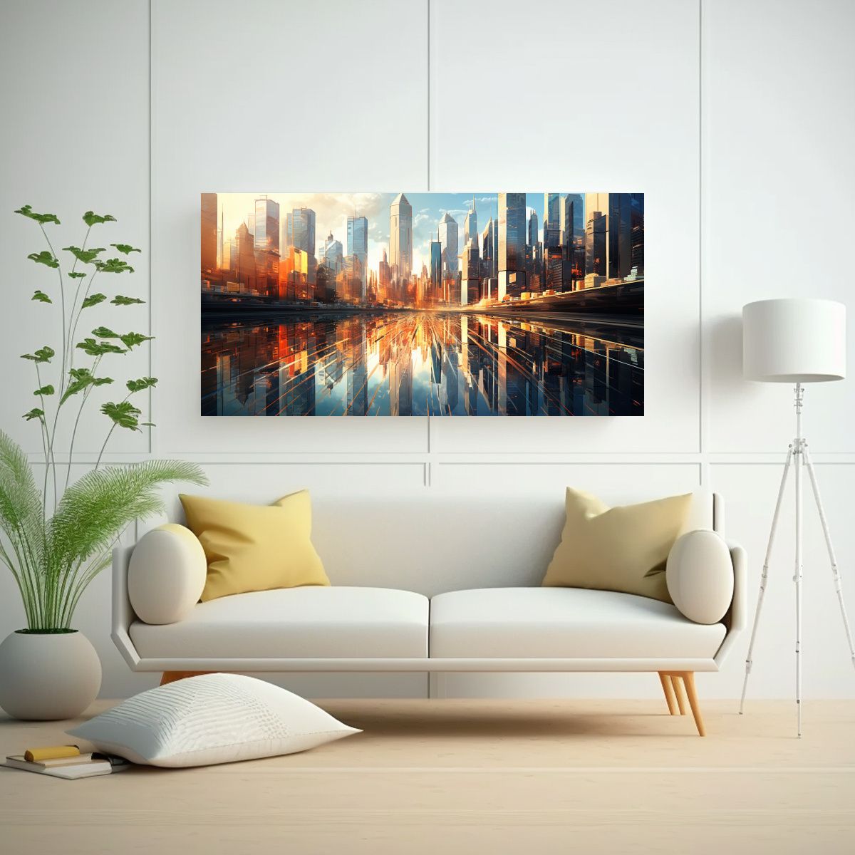 GENERICO - Cuadro Abstracto Con Luz Matutina Reflejando Una 140x70 Cm.