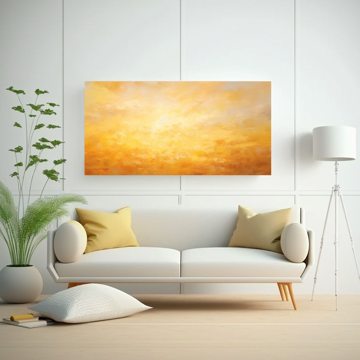 GENERICO - Cuadro Abstracto Amanecer Con Colores Amarillos 120x60 Cm