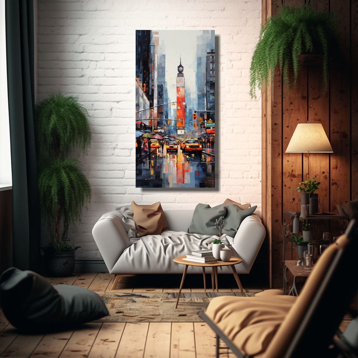 GENERICO - Cuadro Abstracto Esquema Nueva York En Lienzo 70x140 Cm
