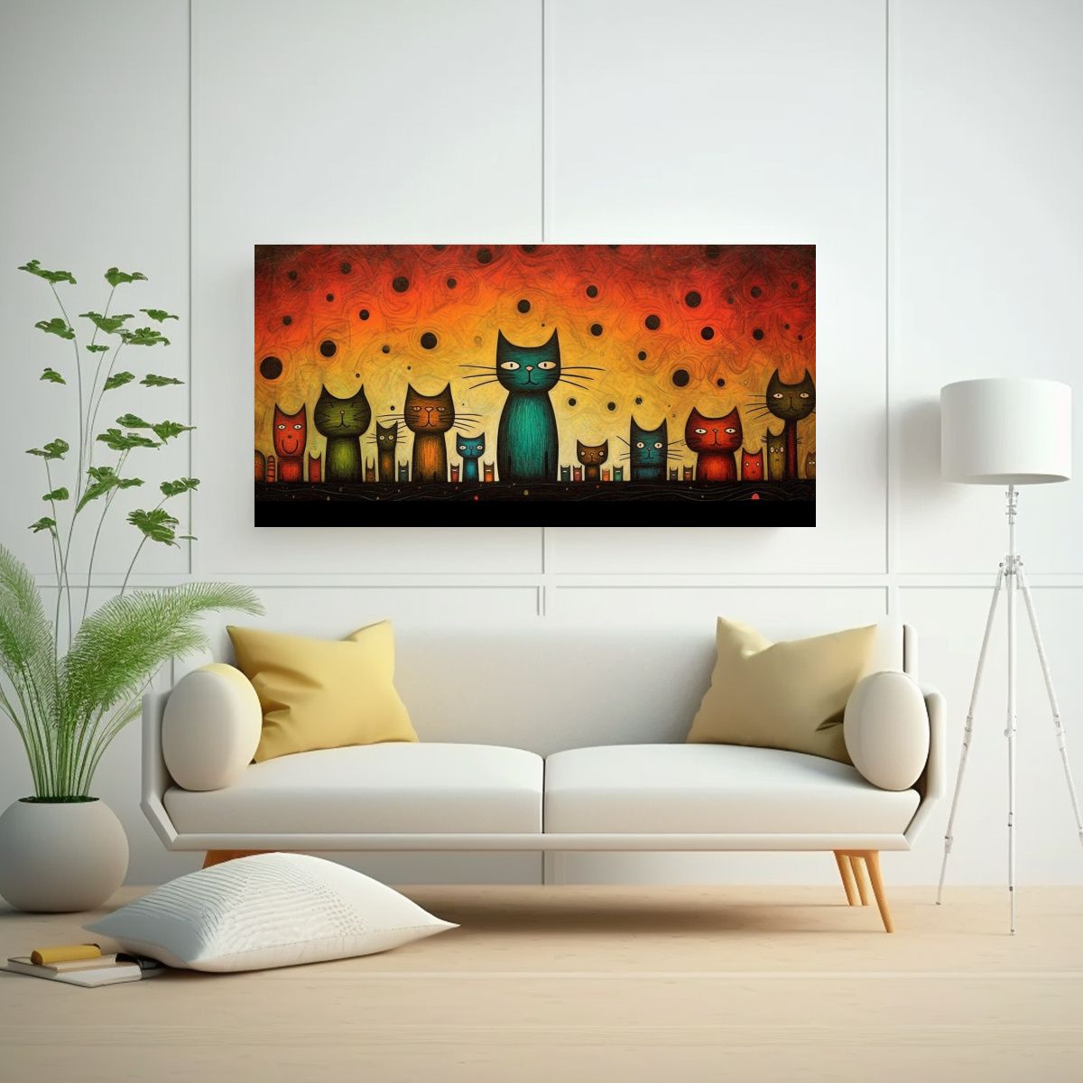 GENERICO - Cuadro Decorativo Para Cocina Gatos Familiares En 120x60 Cm