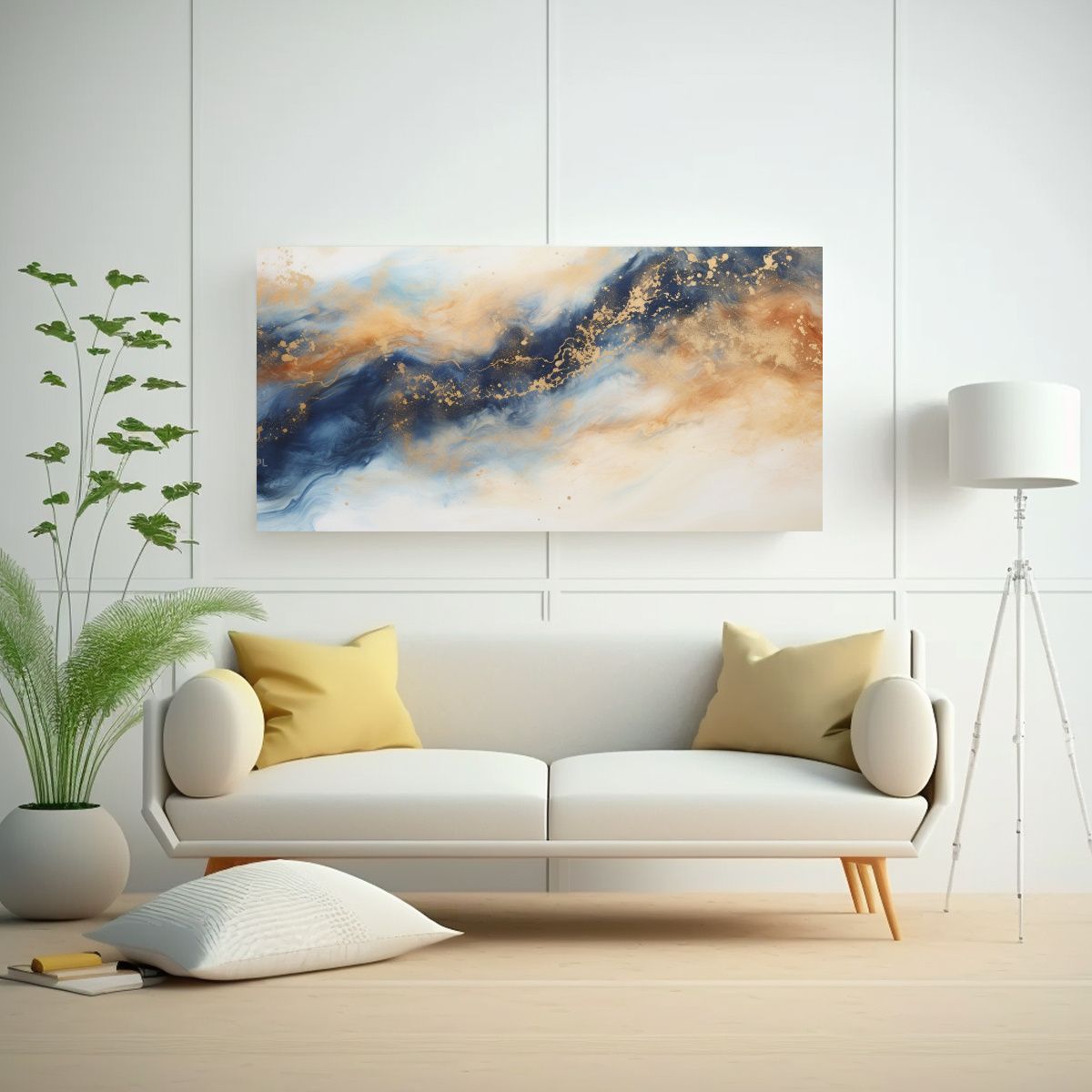 GENERICO - Cuadro Abstracto Acrílico Flujo Tema Comedor 140x70 Cm