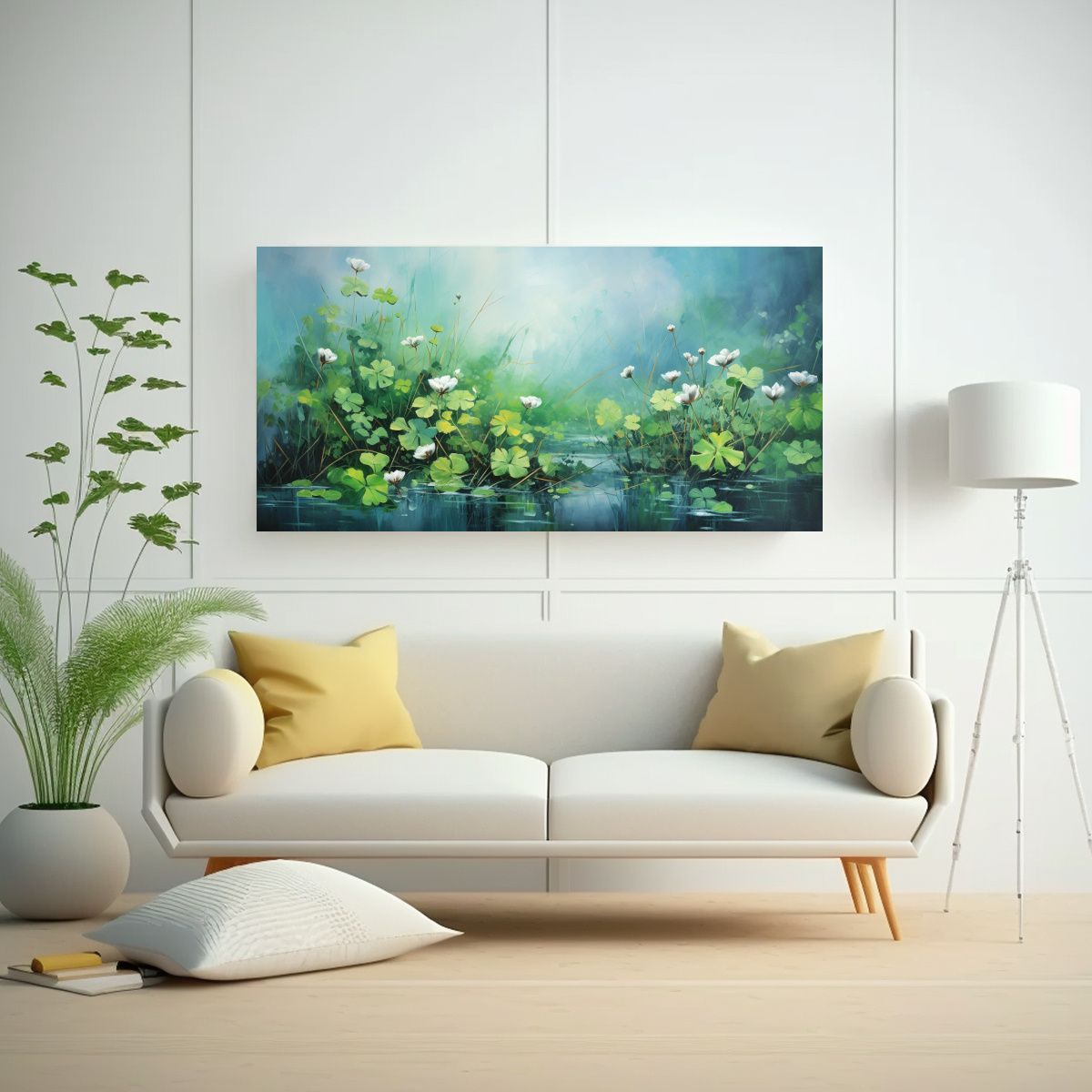 GENERICO - Cuadro Abstracto De Hierbas Trébol En Armonía 120x60 Cm