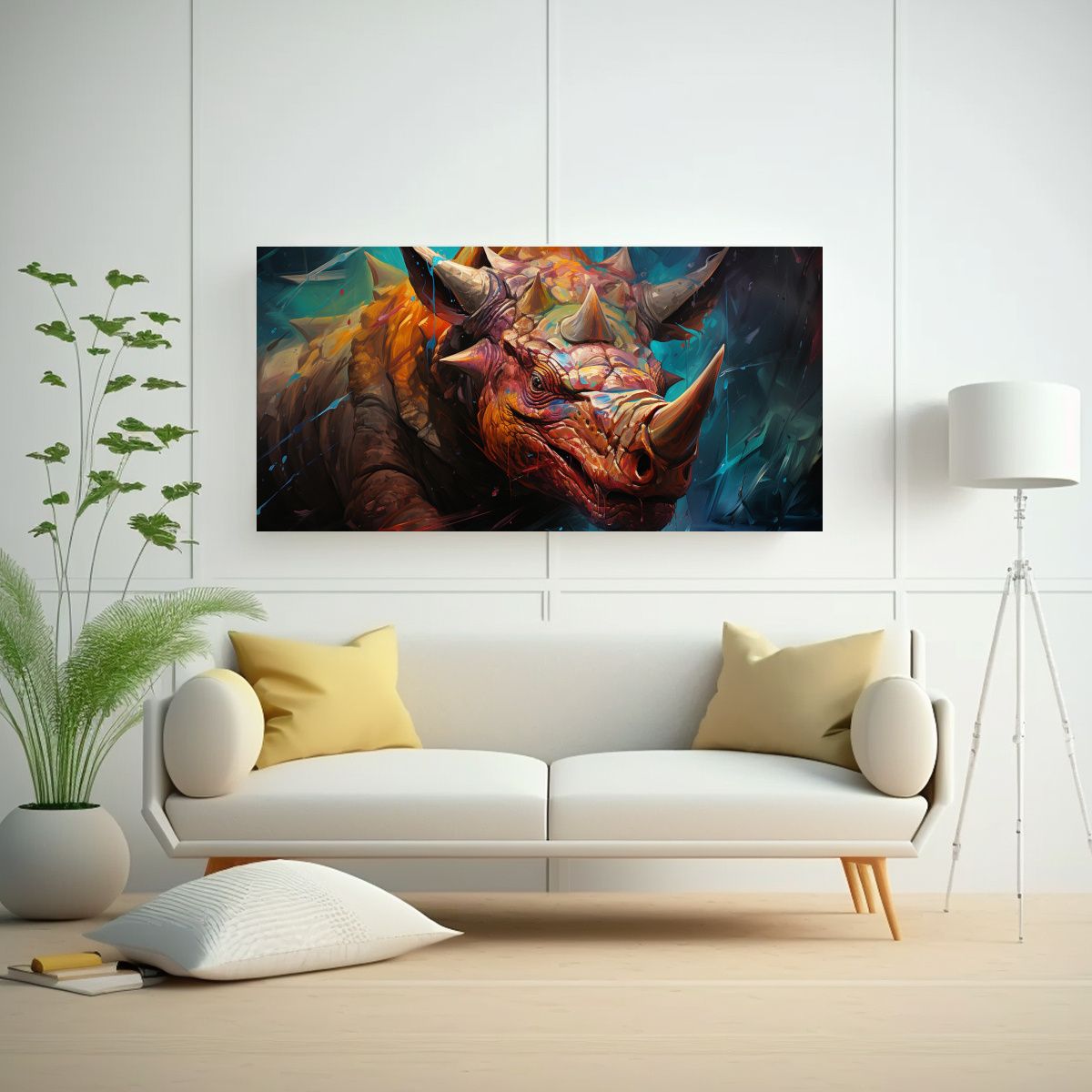 GENERICO - Cuadro Cuadro Armonía Cromática Triceratops 140x70 Cm