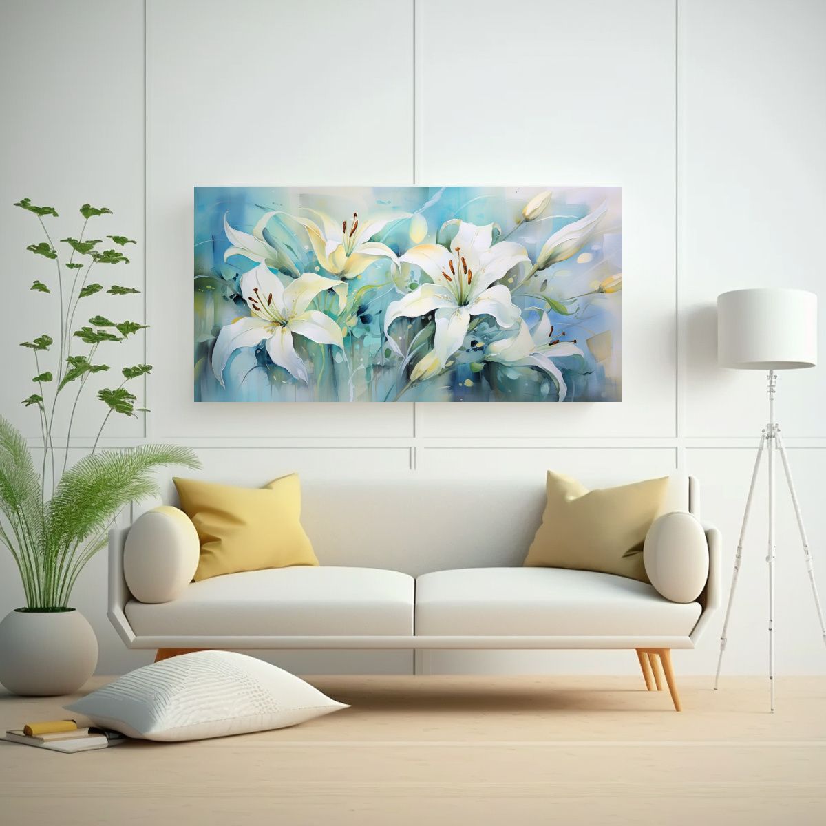 GENERICO - Pintura Abstracta De Flores De Lirios En Colores 140x70 Cm