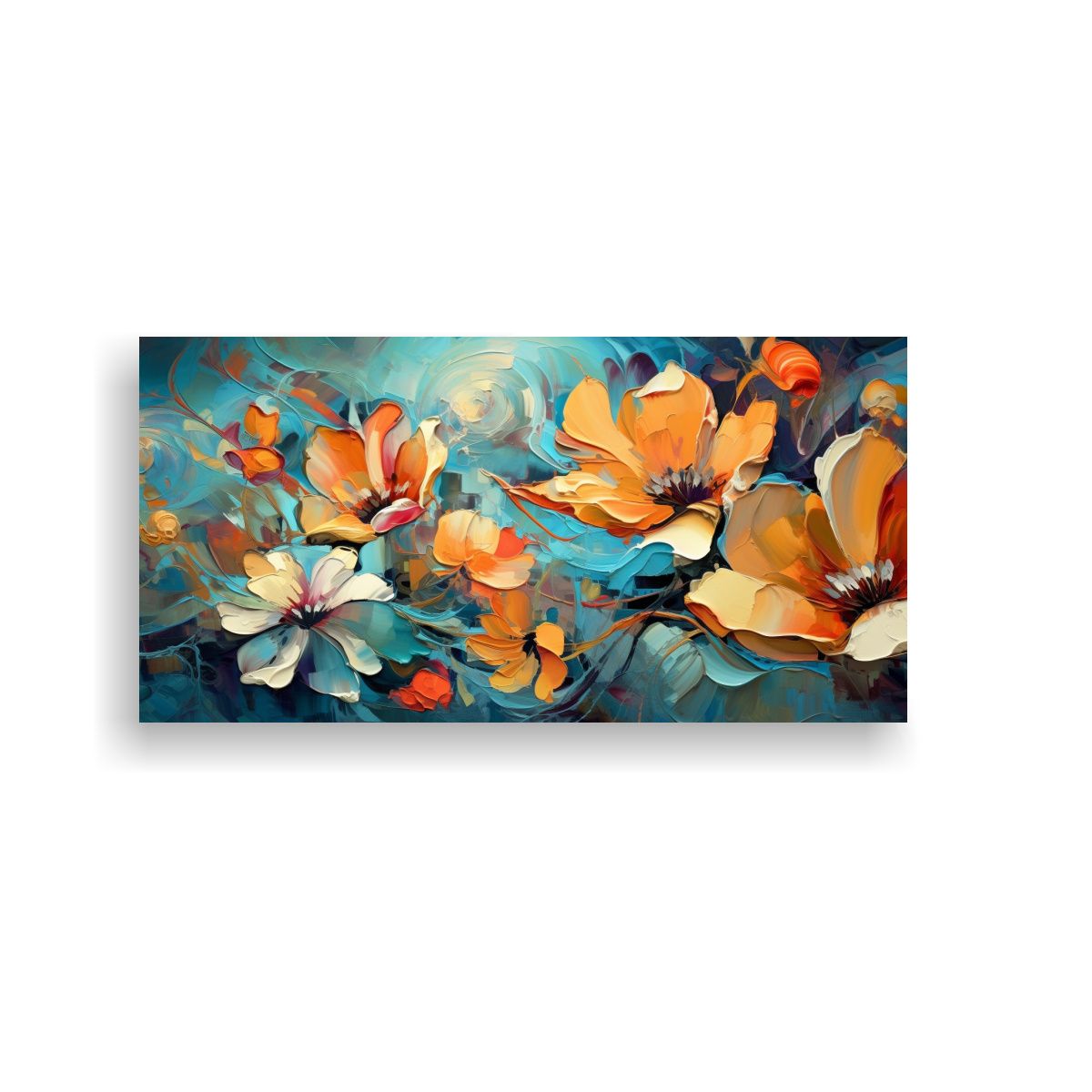 GENERICO - Cuadro Abstracto Innovador Con Flores En Lienzo 140x70 Cm