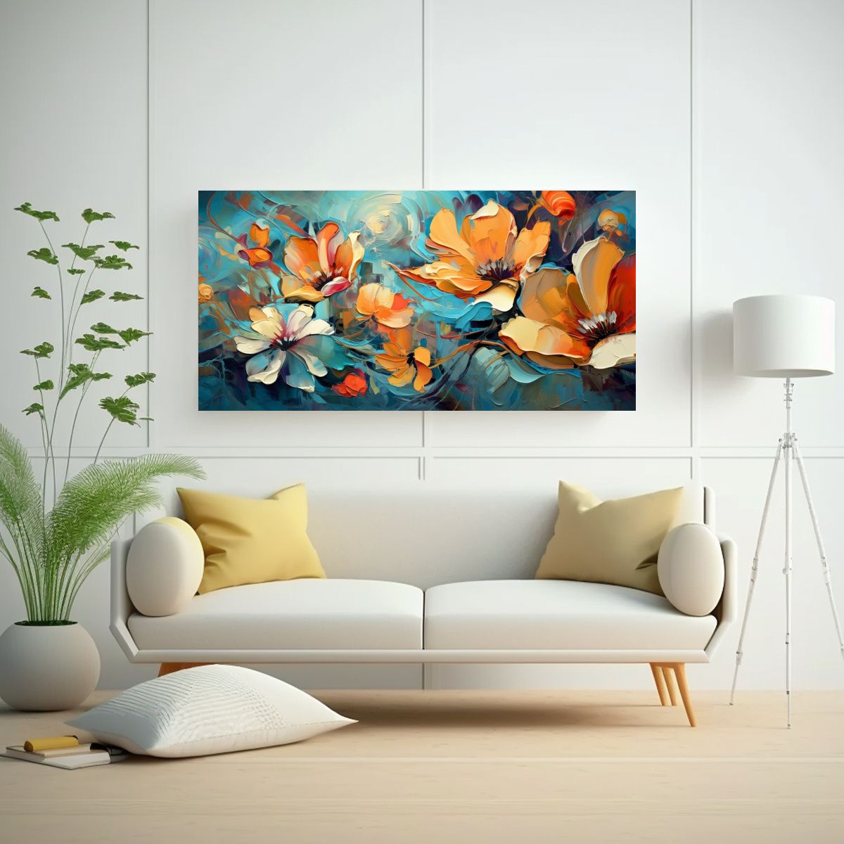 GENERICO - Cuadro Abstracto Innovador Con Flores En Lienzo 140x70 Cm