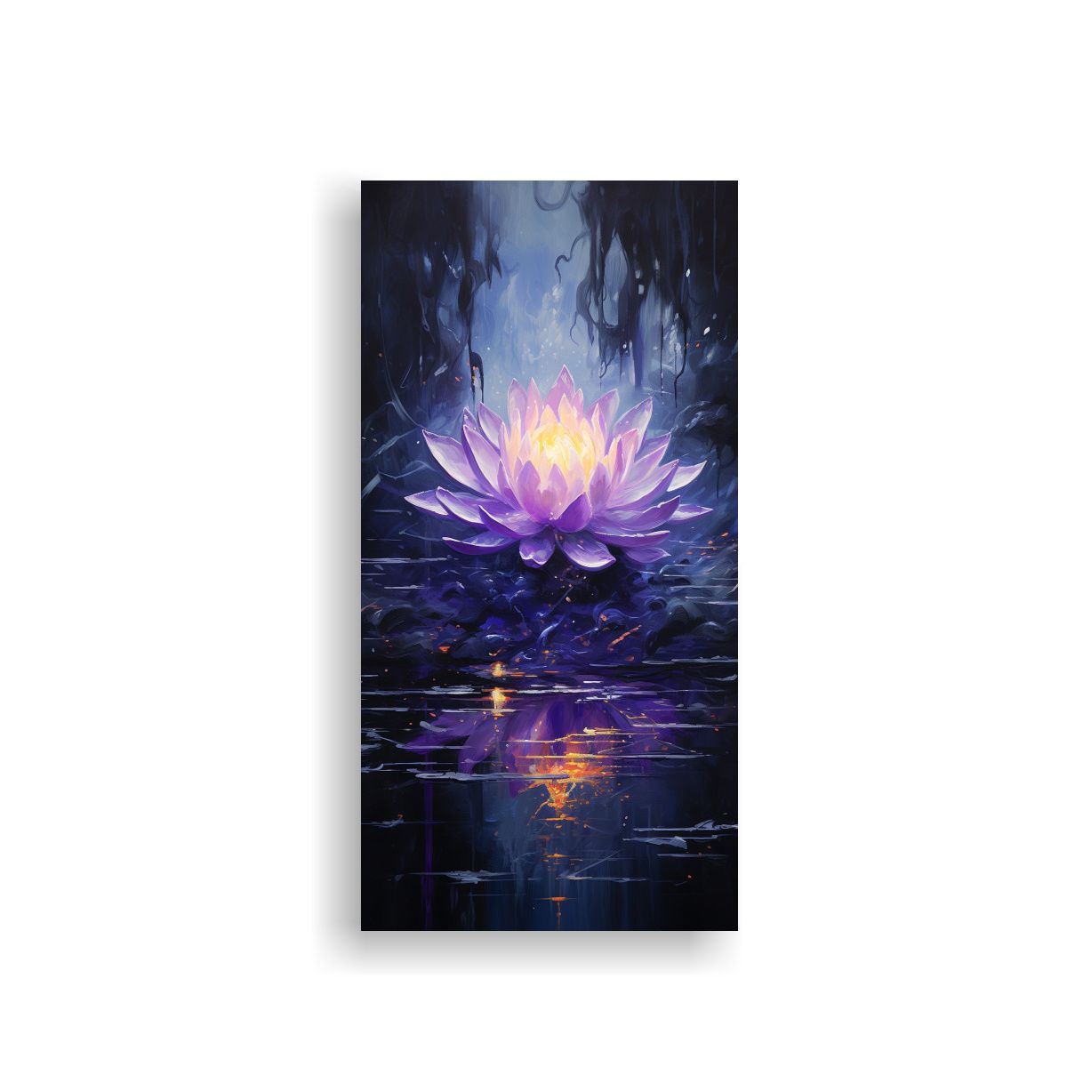 GENERICO - Cuadro Inspirador Baño Loto Negro Brillante En 70x140 Cm