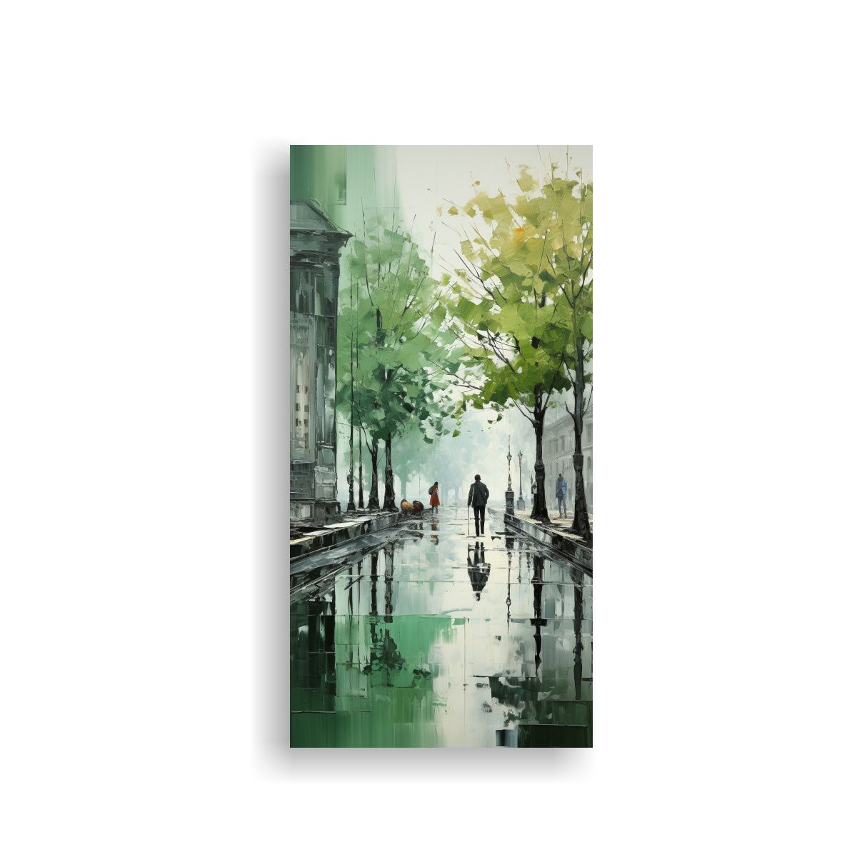 GENERICO - Pintura Abstracta De árboles En Plata Y Blanco 70x140 Cm