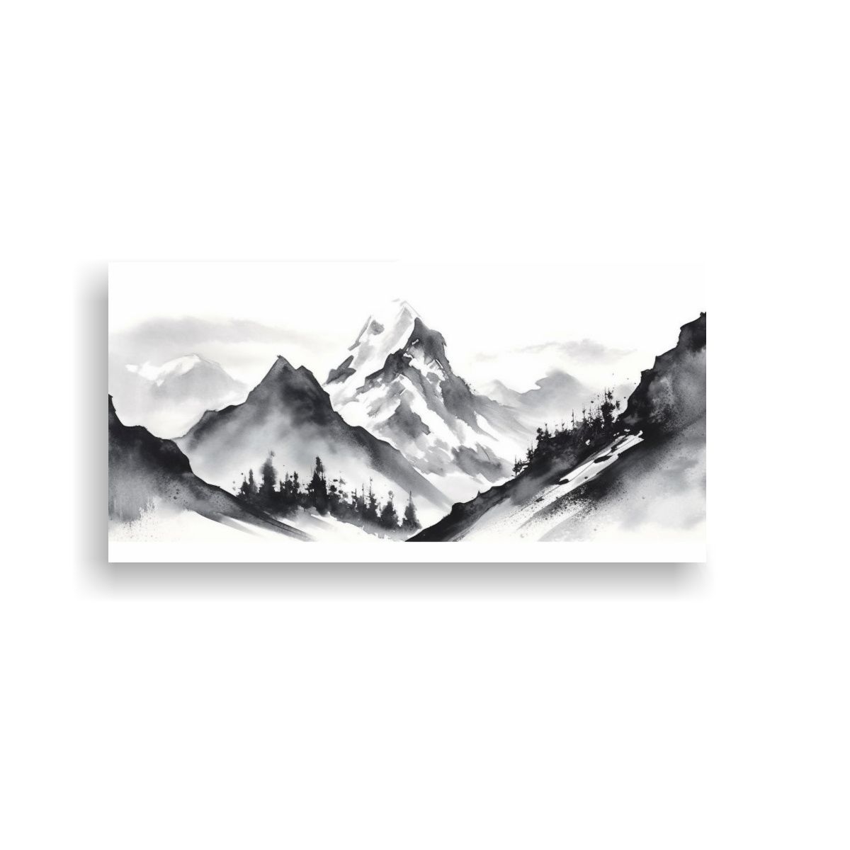 GENERICO - Pintura Abstracta De Montañas En Acuarela En 140x70 Cm