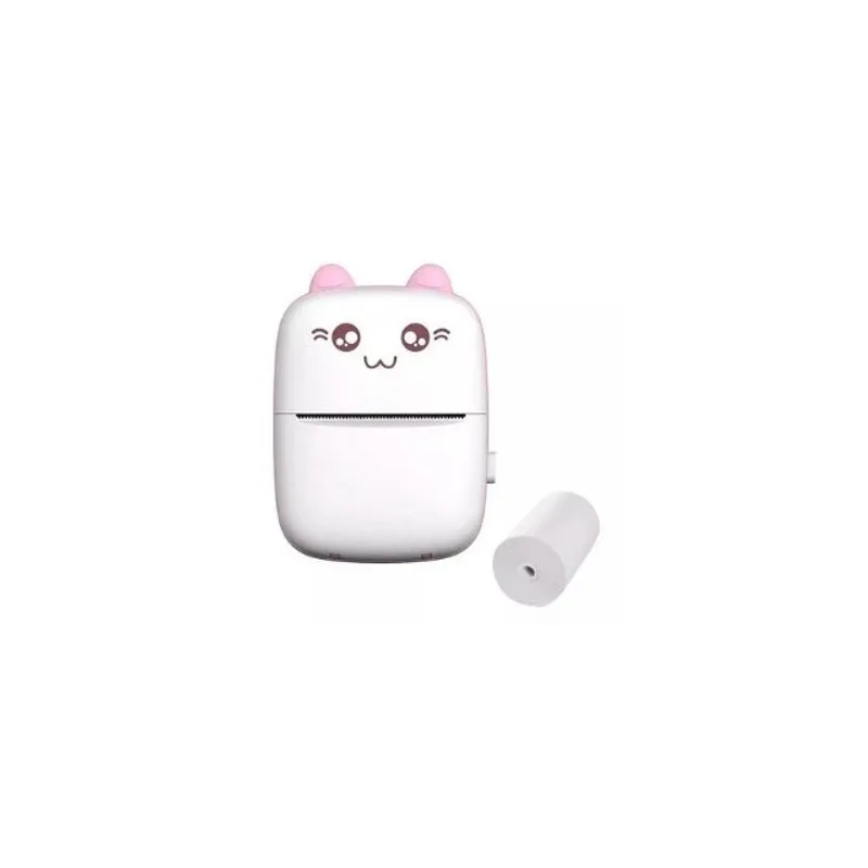 GENERICO - Mini Impresora Térmica Portátil Gatita Bluetooth 200dpi + 1 rollo