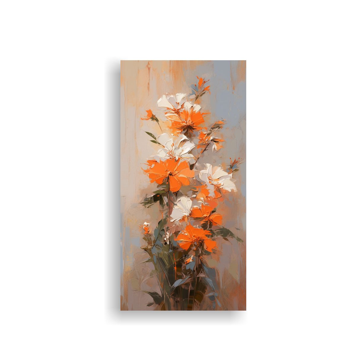 GENERICO - Cuadro De Flores En Tonos Naranjas Para Cocina 70x140 Cm