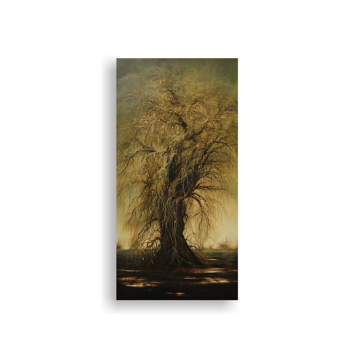 GENERICO - Cuadro Abstracto Línea De árbol De Sauce 70x140 Cm