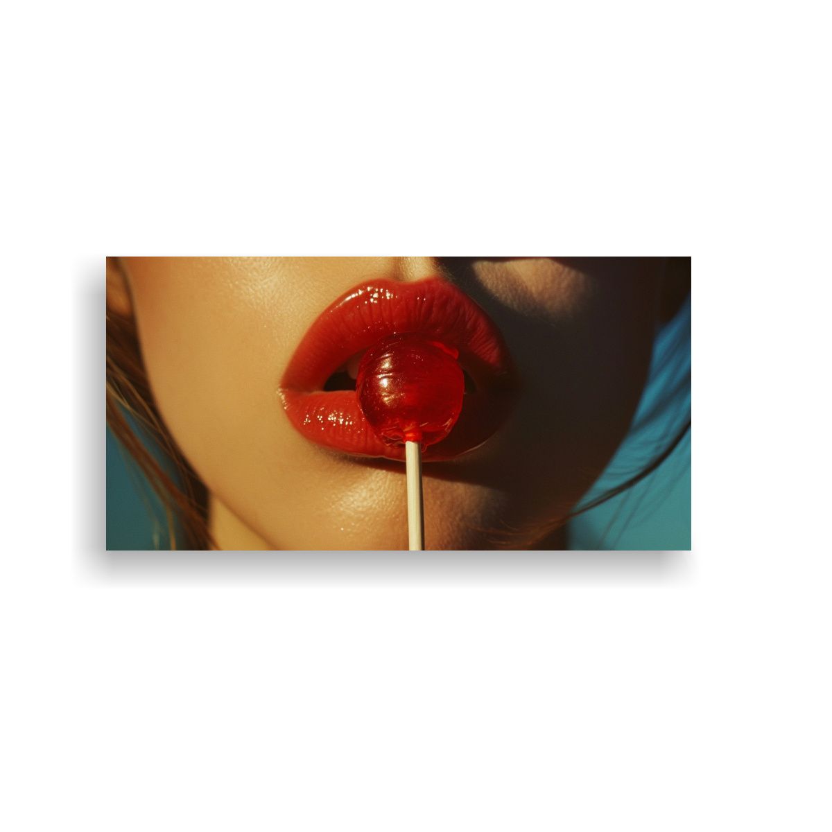 GENERICO - Detallado Bodegón De Labios Comiendo Piruleta Y 140x70 Cm