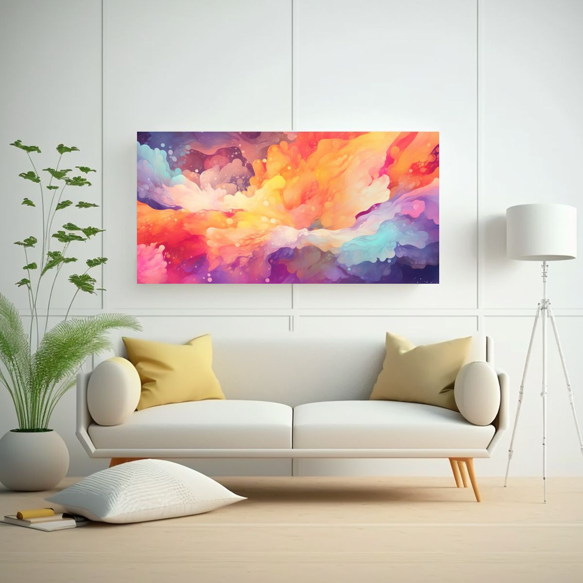 GENERICO - Pintura Abstracta Con Finas Líneas En Gama De 140x70 Cm