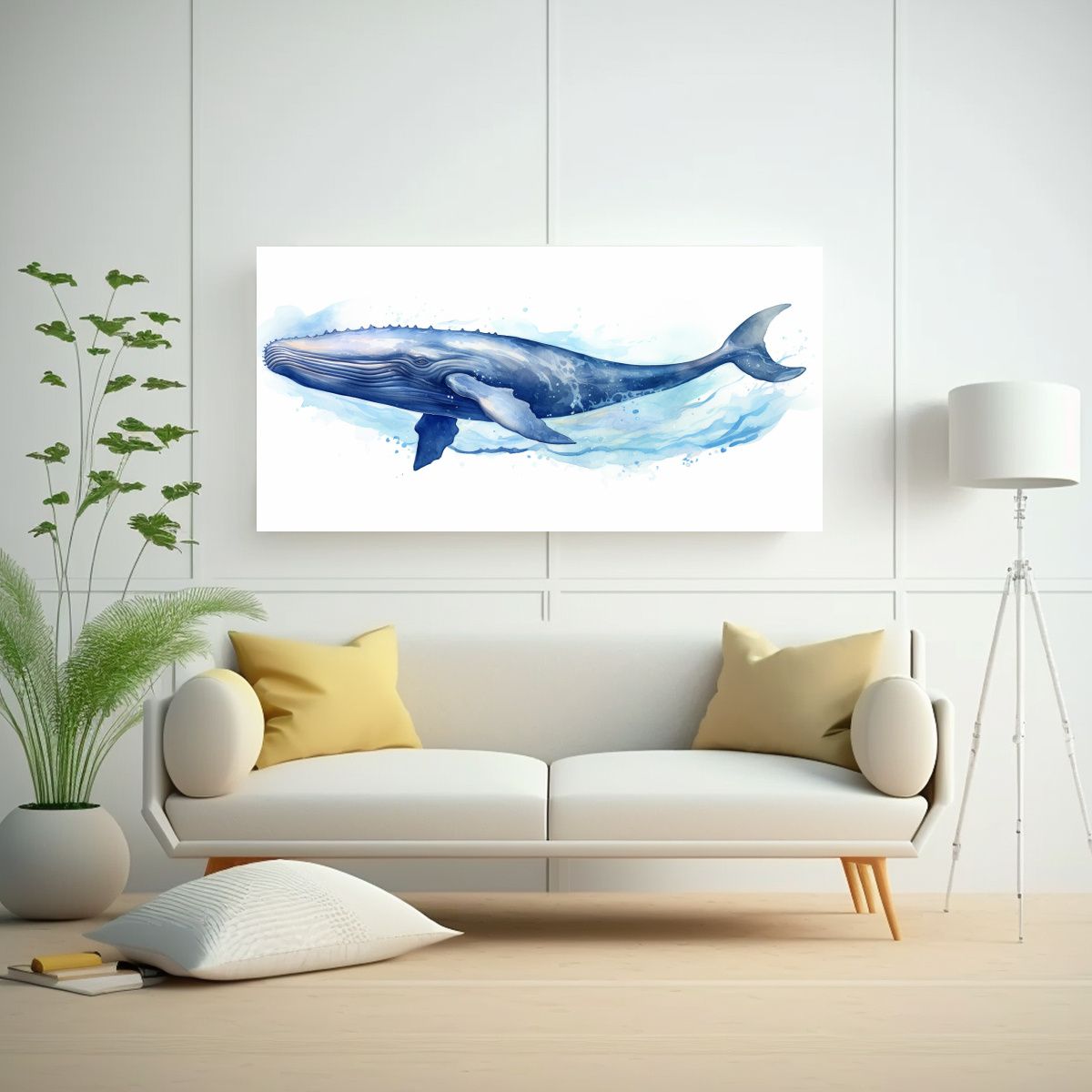 GENERICO - Cuadro Surrealista Tela Bastidor Ballena 120x60 Cm