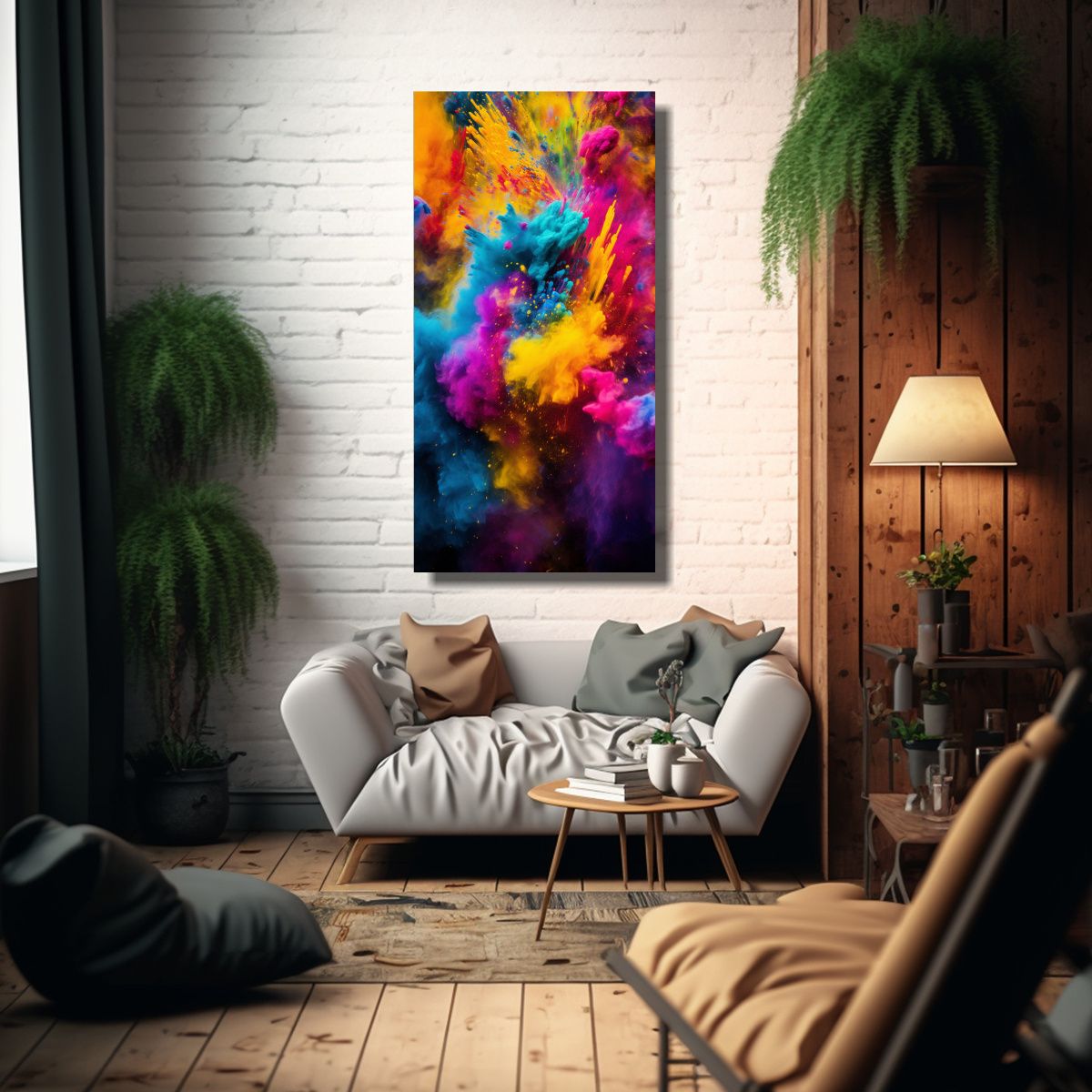 GENERICO - Cuadro Vibrantes Colores Festivos En Abstracto 70x140 Cm