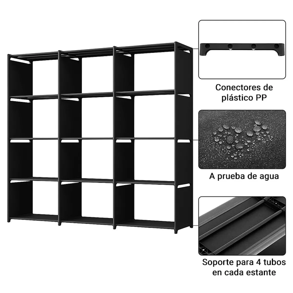 DECOTEAM - Estantería Multiuso DecoTeam 12 Compartimientos 130x42x170