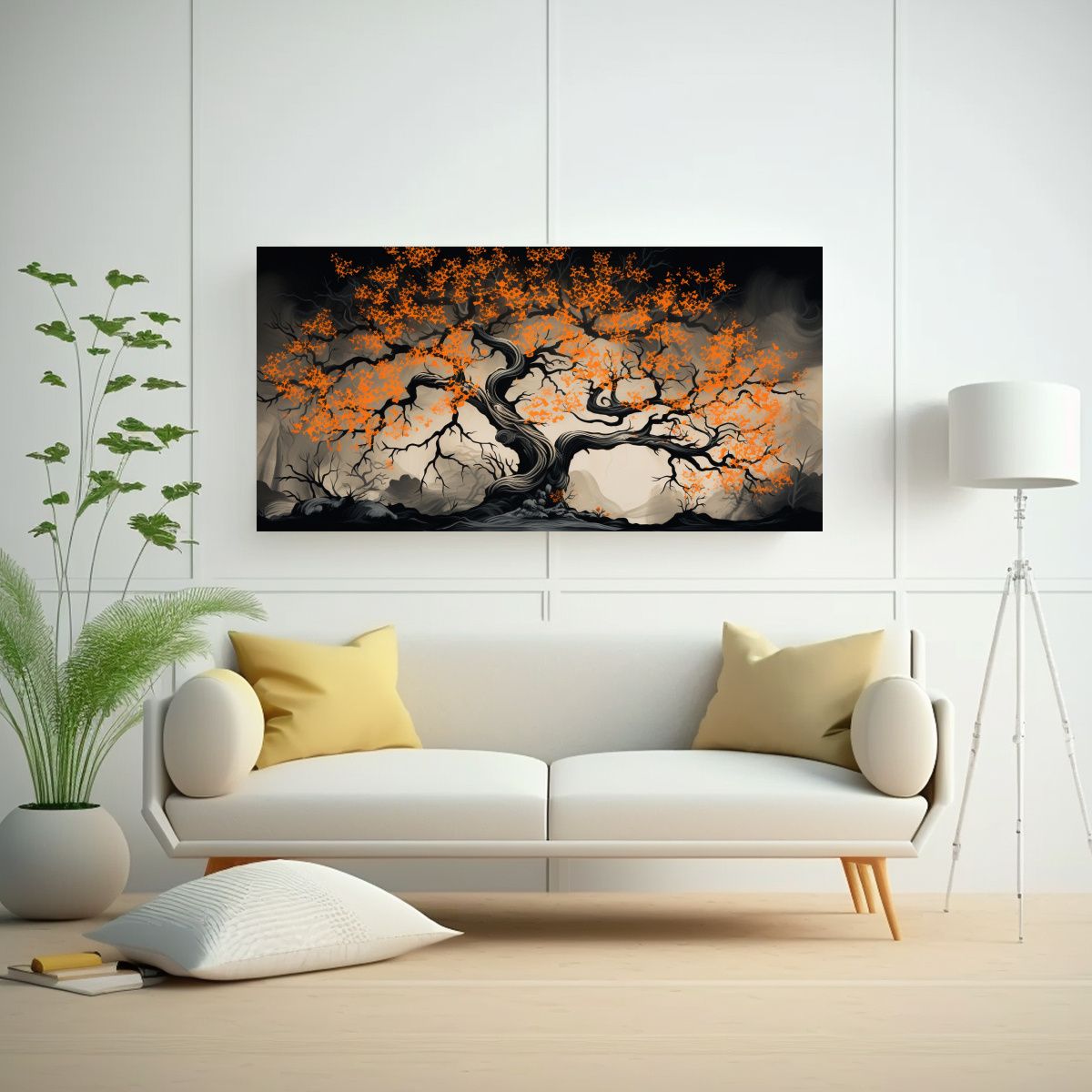 GENERICO - Lienzo Acuarela Árbol De Roble En Colores 120x60 Cm