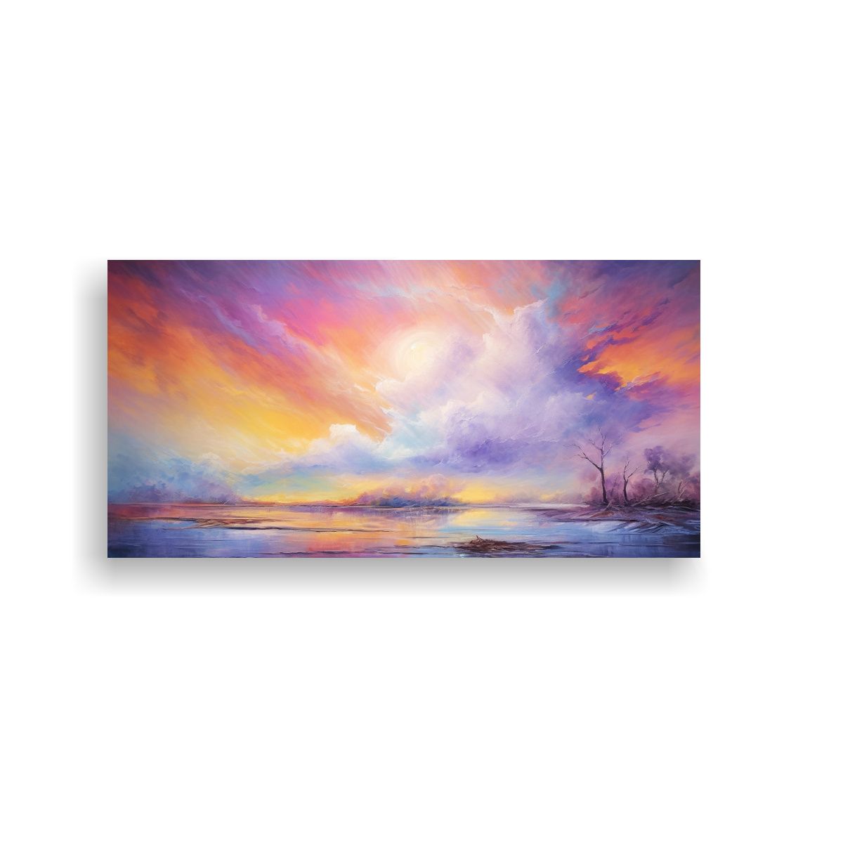 GENERICO - Cuadro Abstracto Paisaje Arcoíris Y Púrpura En 120x60 Cm