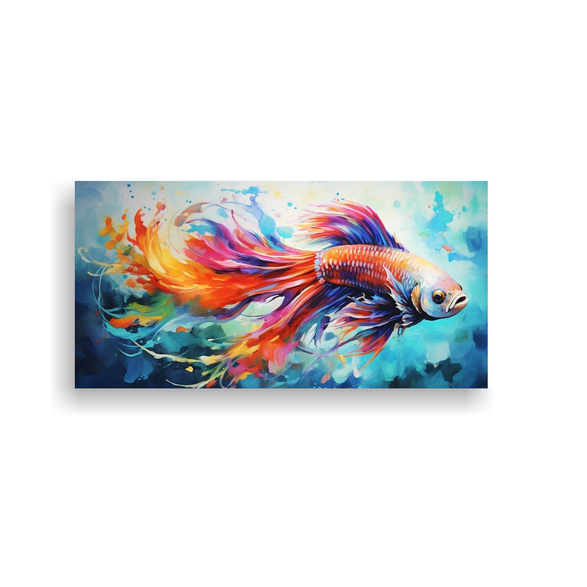GENERICO - Lienzo Horizontal Betta Fish Acuarela Detalles 120x60 Cm